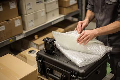 Jadran Dvorový mentre prepara un imballaggio professionale per una spedizione internazionale